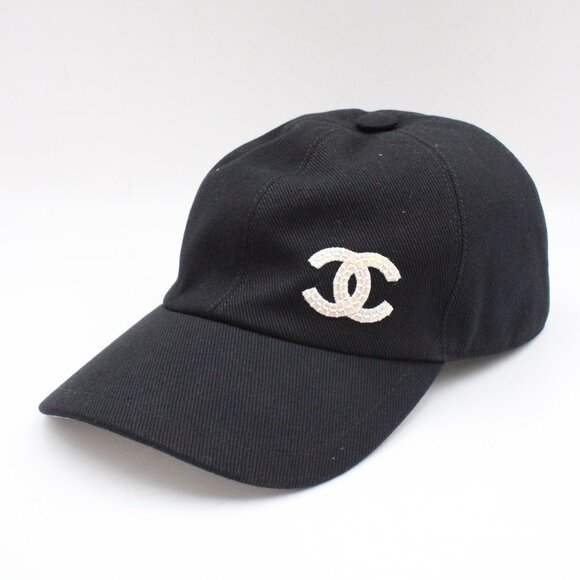 NWT Chanel CC Baseball Cap with Sequin Embellishment in Black/White OS - Picture 1 of 12
